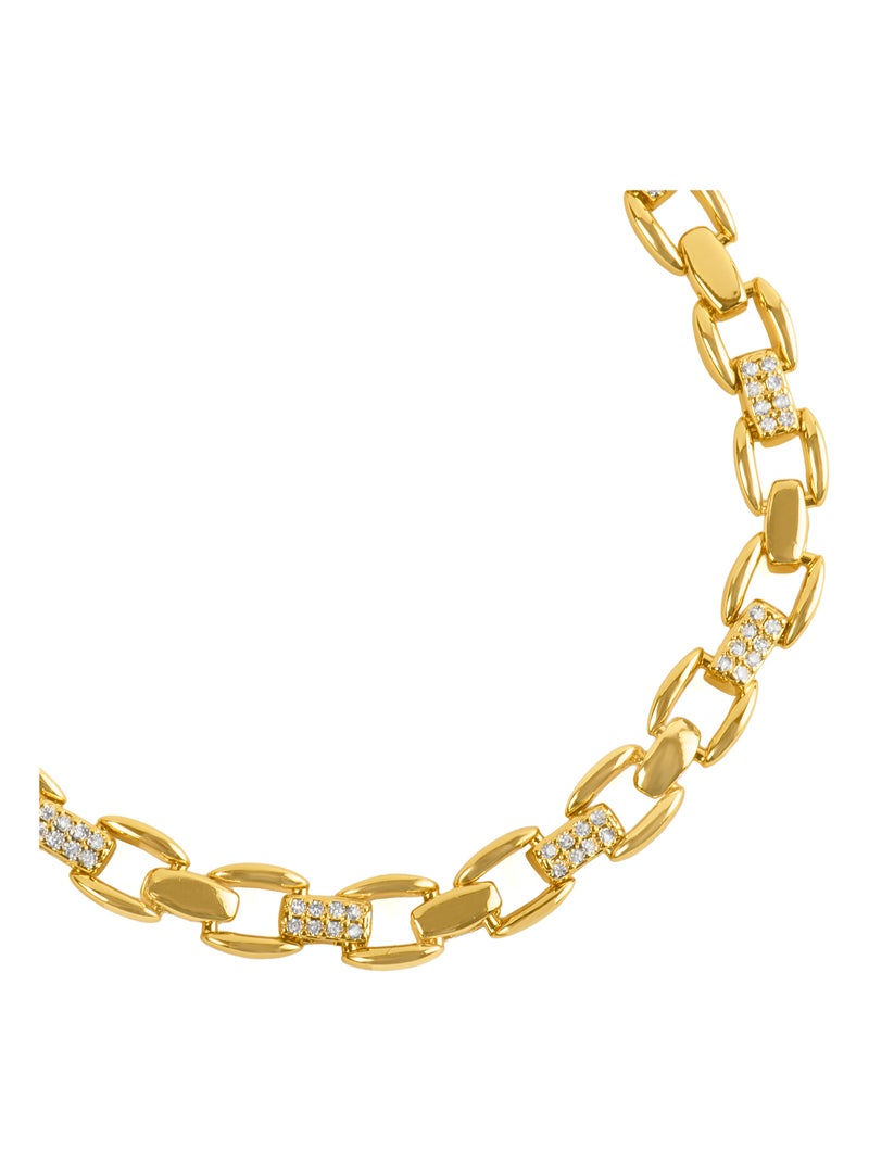 Bracelet Luxenter avec zircone brillante et finition or jaune 18k - Yaris Blanc - Kiabi