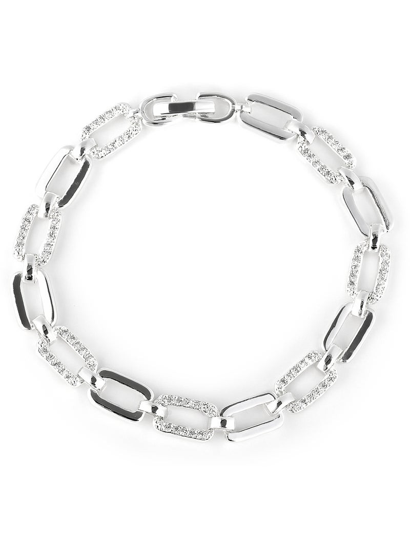 Bracelet Luxenter avec zircone brillante et finition rhodium - Asgoth Blanc - Kiabi