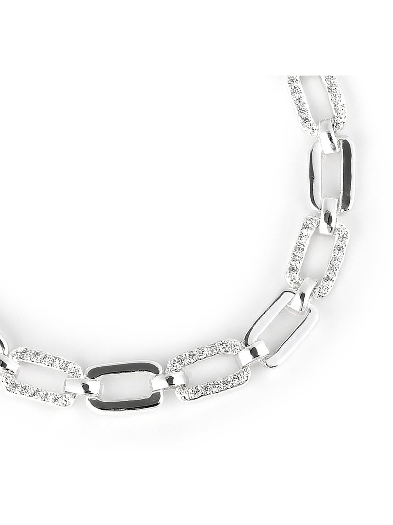 Bracelet Luxenter avec zircone brillante et finition rhodium - Asgoth Blanc - Kiabi