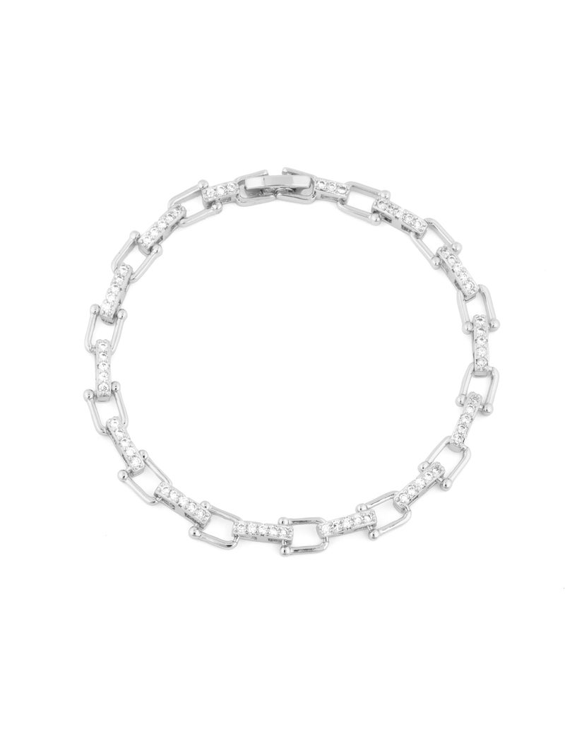 Bracelet Luxenter avec zircone brillante et finition rhodium - Dordel Blanc - Kiabi