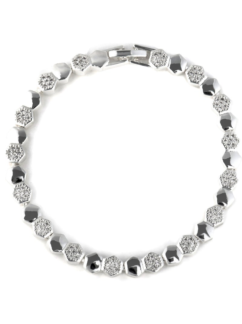 Bracelet Luxenter avec zircone brillante et finition rhodium - Lyth Blanc - Kiabi