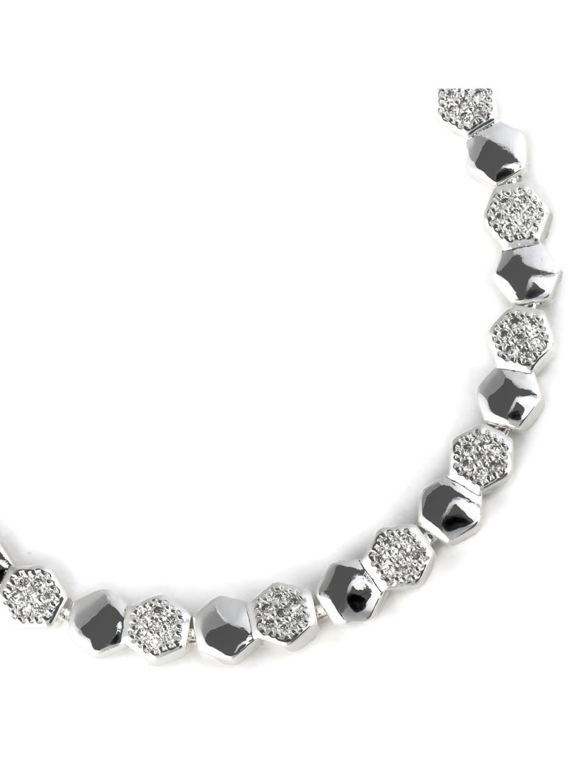 Bracelet Luxenter avec zircone brillante et finition rhodium - Lyth Blanc - Kiabi