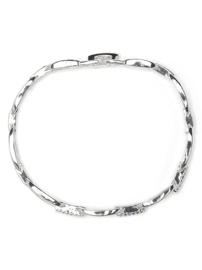 Bracelet Luxenter avec zircone brillante et finition rhodium - Thylo Blanc - Kiabi