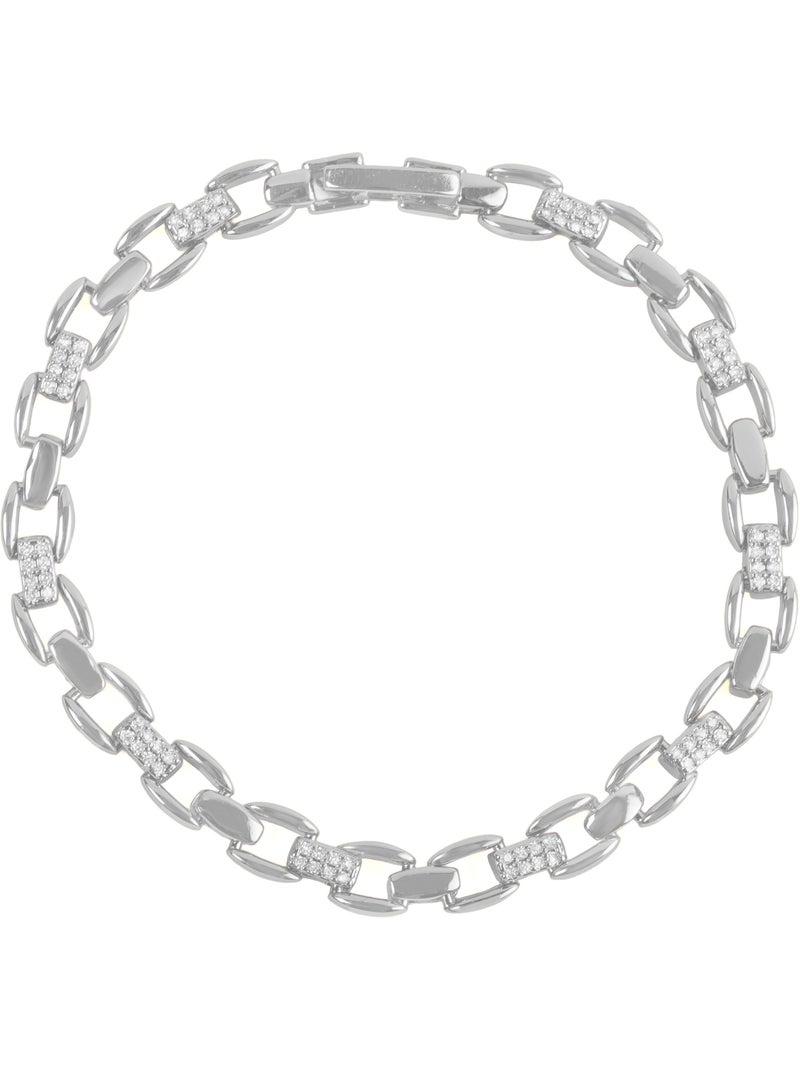 Bracelet Luxenter avec zircone brillante et finition rhodium - Yaris Blanc - Kiabi