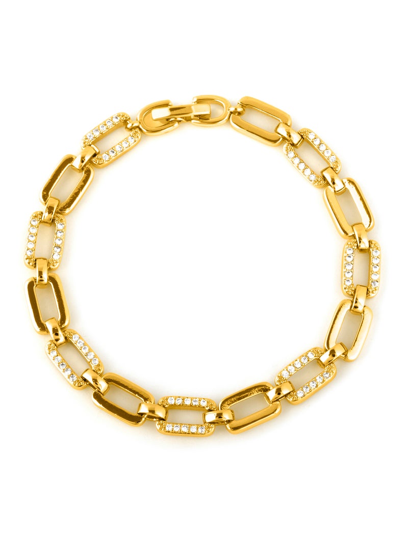 Bracelet Luxenter avec zircone brillante, finition or jaune 18 carats - Asgoth Blanc - Kiabi