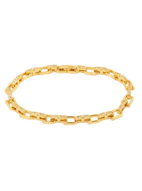 Bracelet Luxenter avec zircone brillante, finition or jaune 18 carats - Dordel - Kiabi