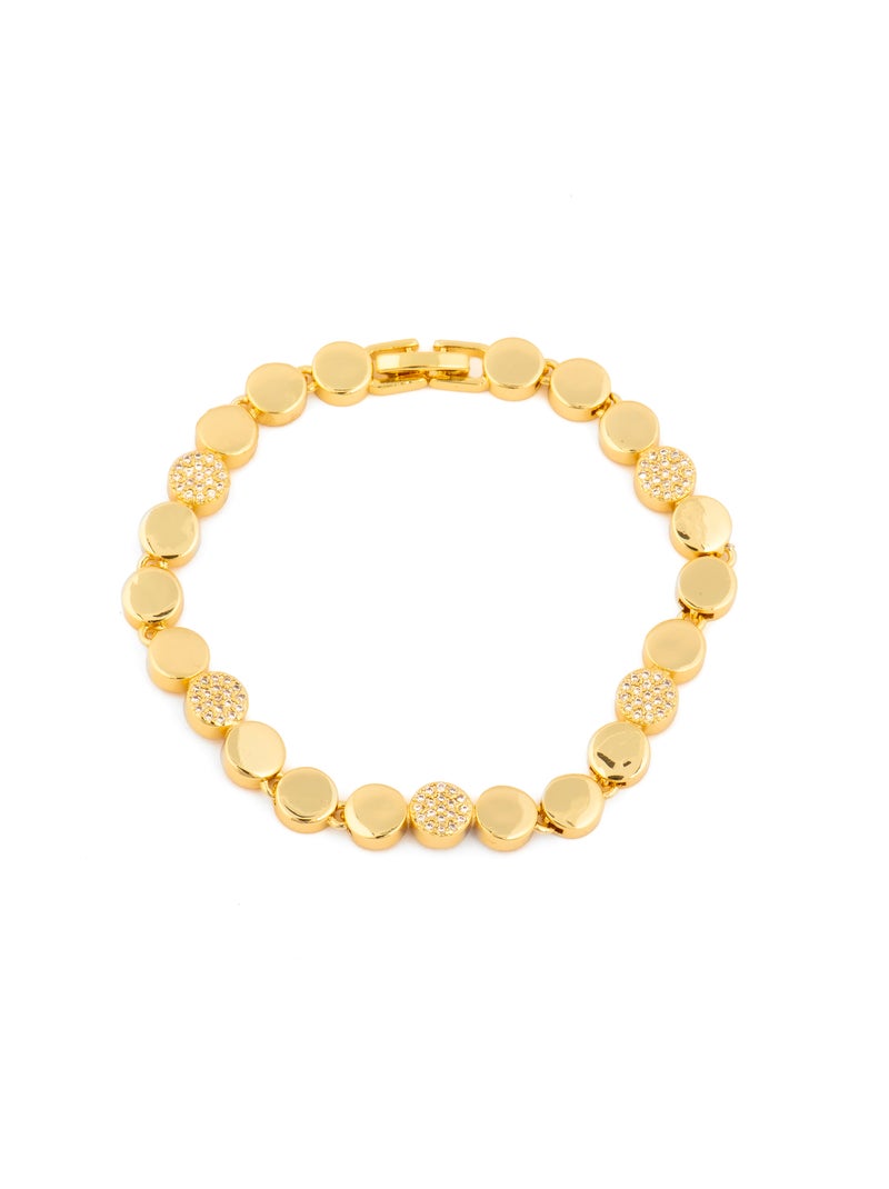 Bracelet Luxenter avec zircone brillante, finition or jaune 18 carats - Sywi Blanc - Kiabi