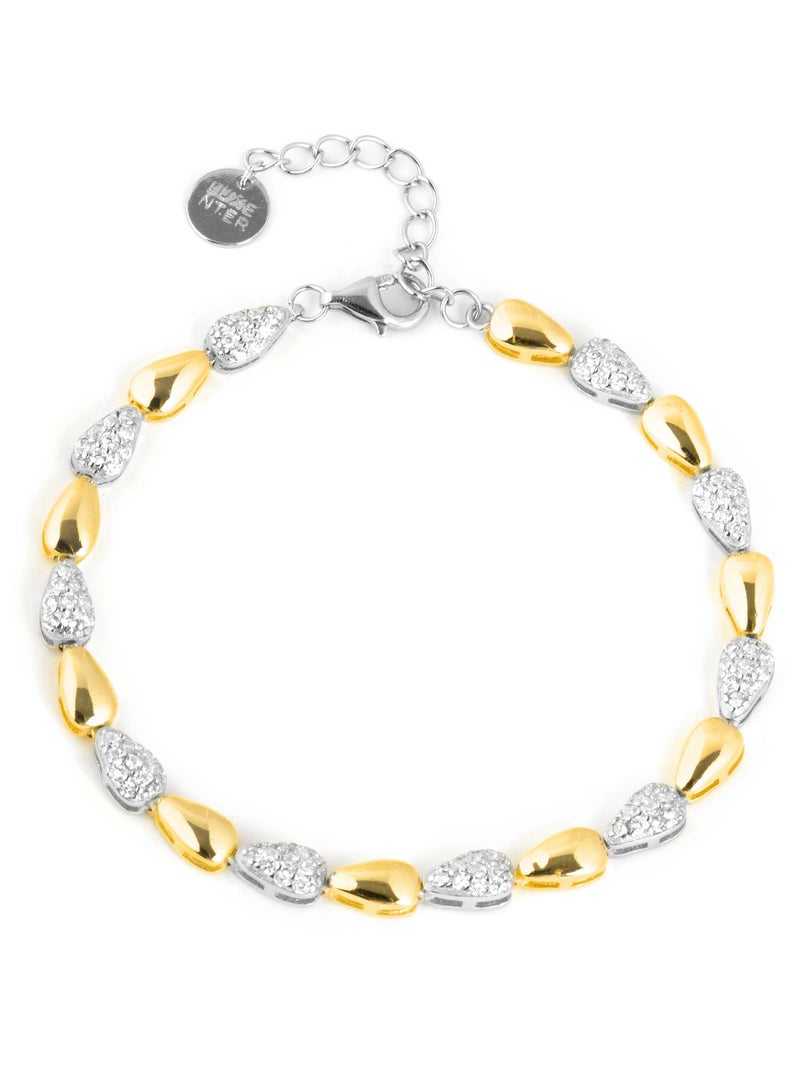 Bracelet Luxenter avec zircone brillante, finition or jaune 18 carats - Tanal Blanc - Kiabi