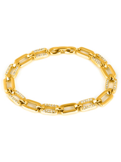 Bracelet Luxenter avec zircone brillante, finition or jaune 18k - Asgoth - Kiabi