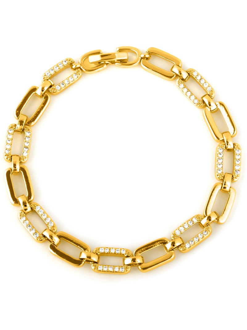 Bracelet Luxenter avec zircone brillante, finition or jaune 18k - Asgoth Argent - Kiabi