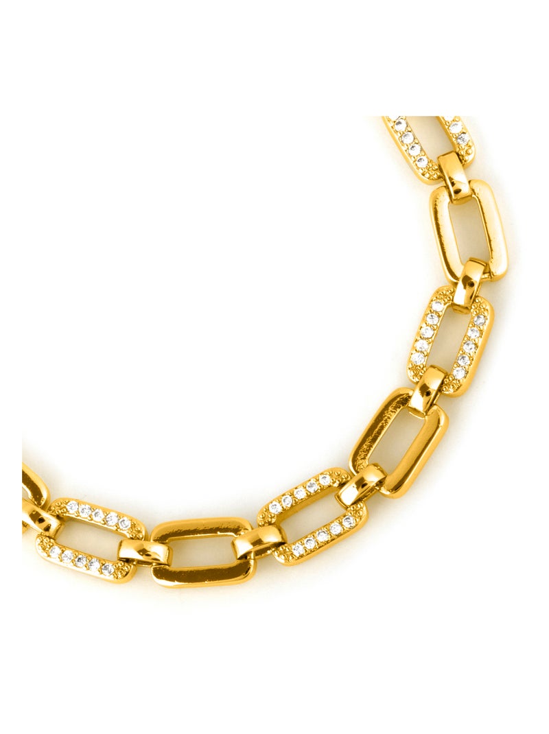 Bracelet Luxenter avec zircone brillante, finition or jaune 18k - Asgoth Blanc - Kiabi