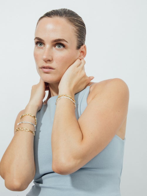 Bracelet Luxenter avec zircone brillante, finition or jaune 18k - Aslion - Kiabi