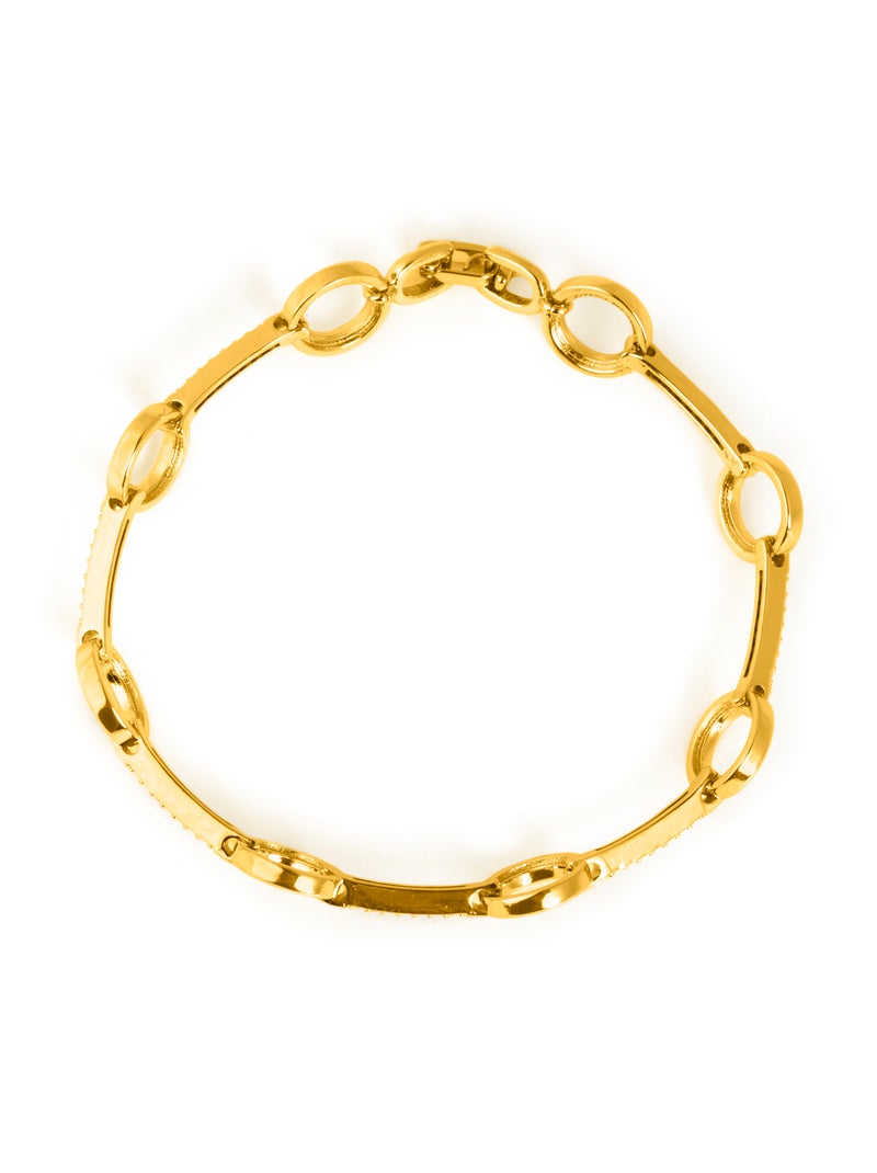 Bracelet Luxenter avec zircone brillante, finition or jaune 18k - Dimaran Blanc - Kiabi