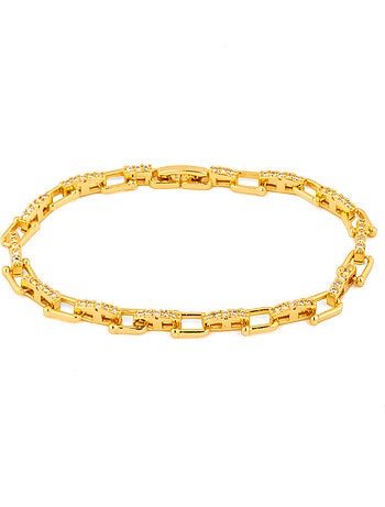 Bracelet Luxenter avec zircone brillante, finition or jaune 18k - Dordel