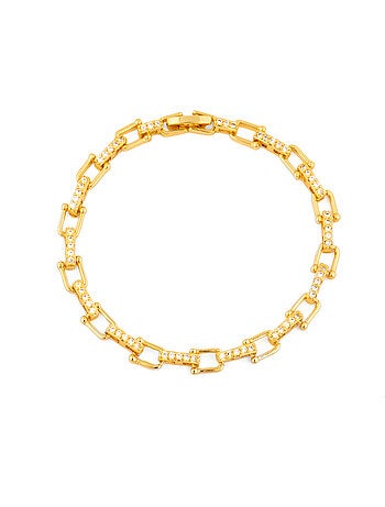 Bracelet Luxenter avec zircone brillante, finition or jaune 18k - Dordel