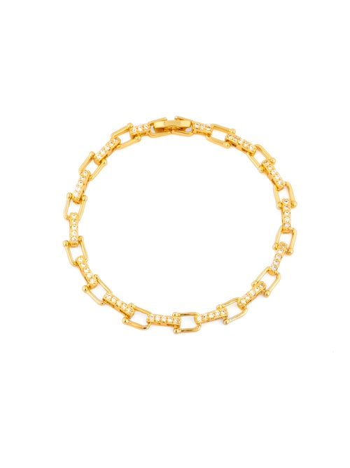 Bracelet Luxenter avec zircone brillante, finition or jaune 18k - Dordel - Kiabi