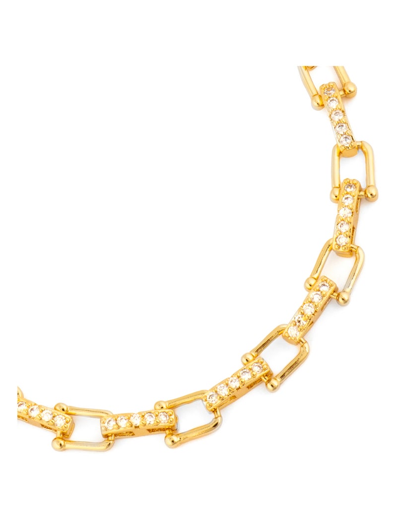 Bracelet Luxenter avec zircone brillante, finition or jaune 18k - Dordel Blanc - Kiabi