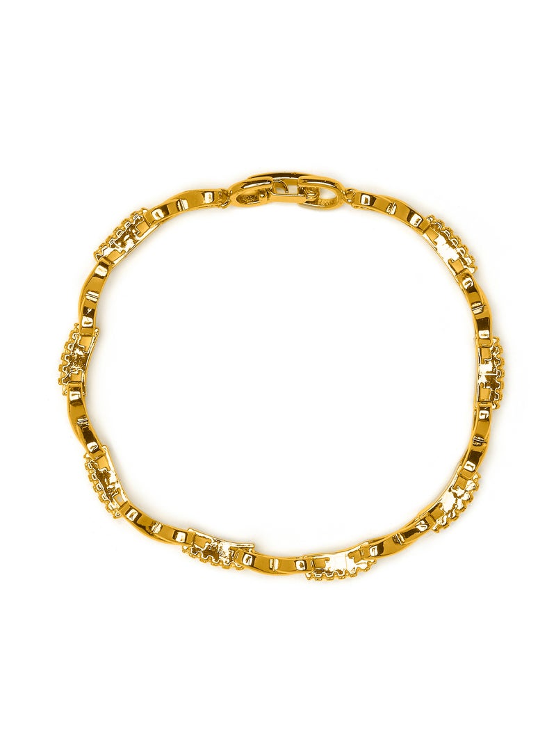 Bracelet Luxenter avec zircone brillante, finition or jaune 18k - Raak Blanc - Kiabi
