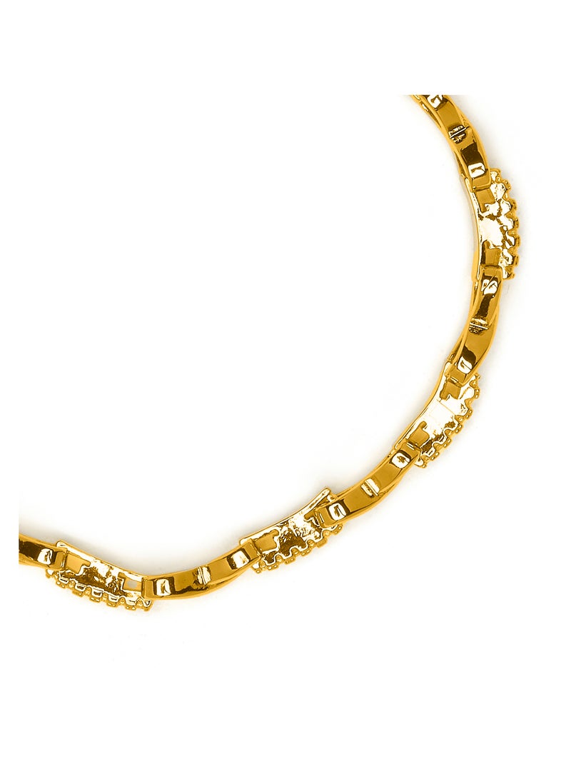 Bracelet Luxenter avec zircone brillante, finition or jaune 18k - Raak Blanc - Kiabi