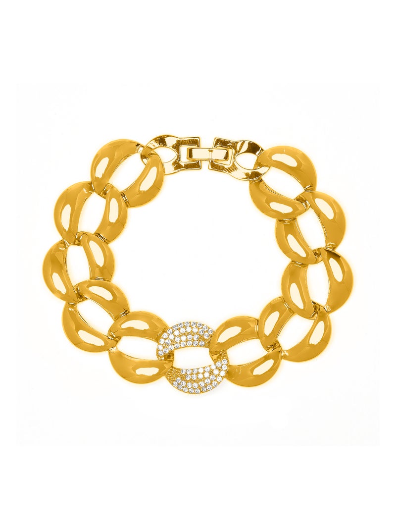 Bracelet Luxenter avec zircone brillante, finition or jaune 18k - Shinthi Blanc - Kiabi