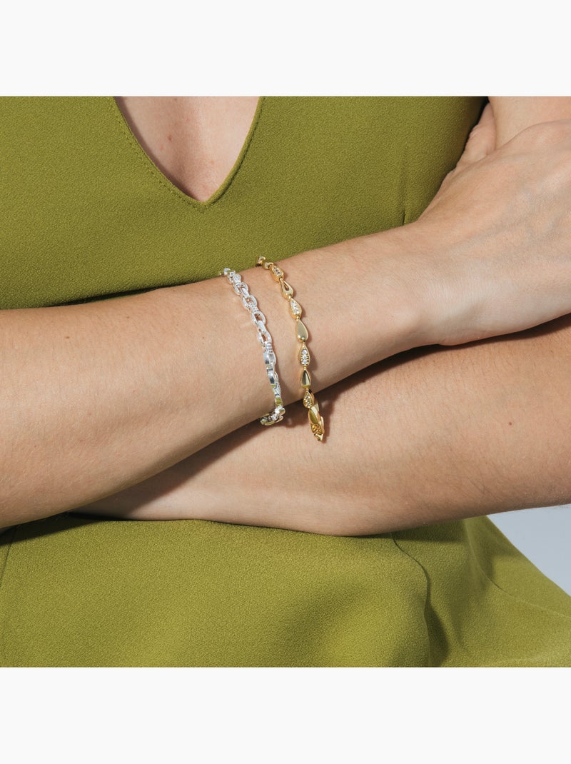 Bracelet Luxenter avec zircone brillante, finition or jaune 18k - Tanal Argent - Kiabi