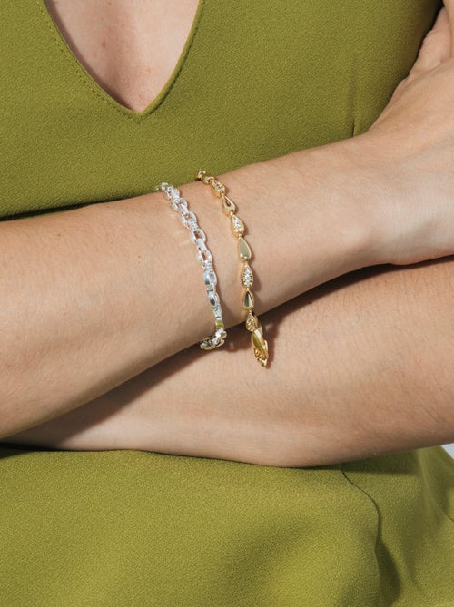Bracelet Luxenter avec zircone brillante, finition or jaune 18k - Tanal - Kiabi