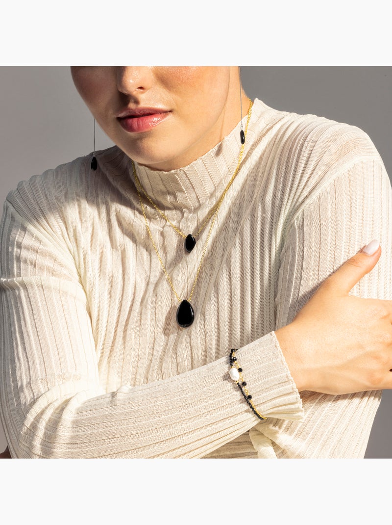 Bracelet Luxenter Ekhao et plaqué or 18k Noir Noir - Kiabi