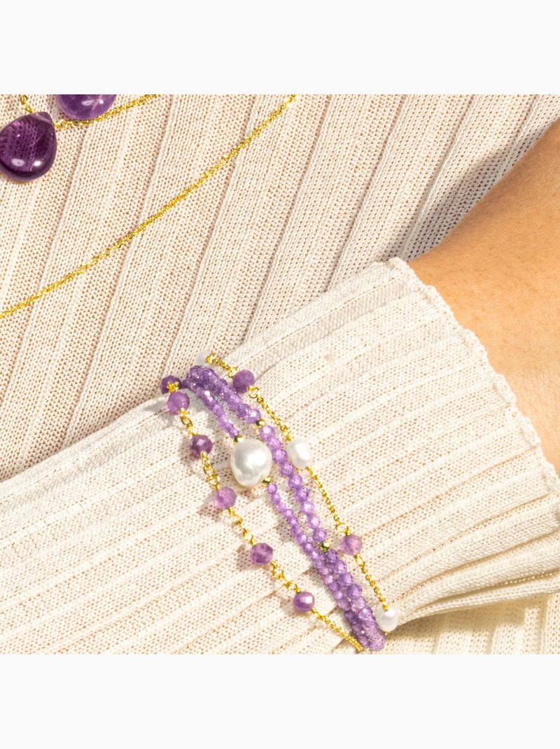 Bracelet Luxenter Ekhao et plaqué or 18k Violet - Kiabi