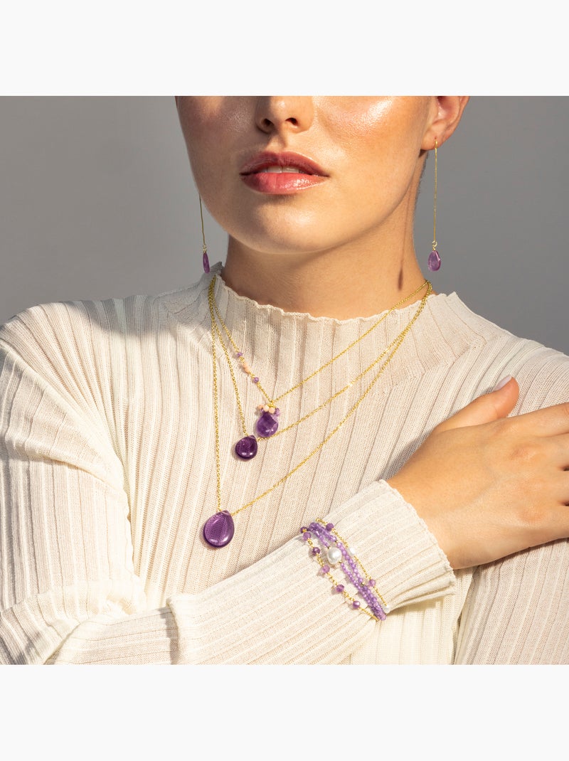 Bracelet Luxenter Ekhao et plaqué or 18k Violet - Kiabi