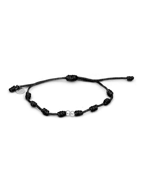 Bracelet Luxenter en argent 925 avec coton noir rhodié - Harai - Kiabi