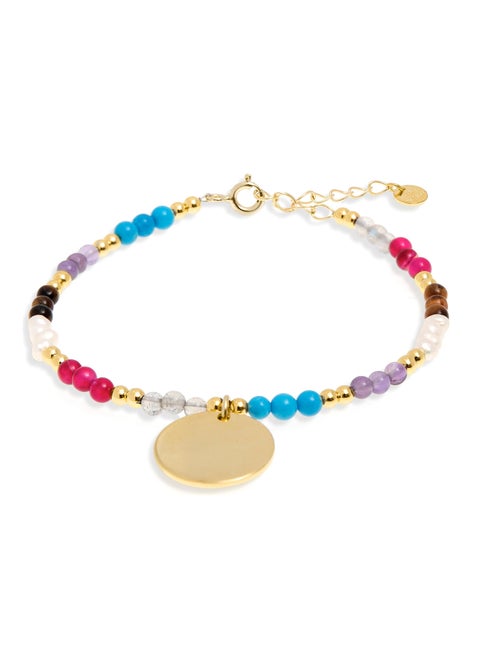 Bracelet Luxenter en argent 925 avec cristal multicolore et finition en or jaune 18K - Lyhakk - Kiabi