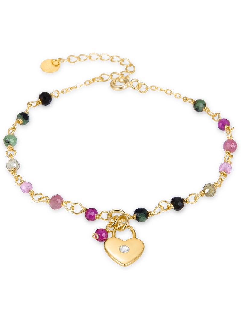 Bracelet Luxenter en argent 925 avec cristal multicolore et finition et plaqué or 18k - Dagni Multicolore - Kiabi