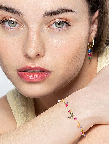 Bracelet Luxenter en argent 925 avec cristal multicolore et finition plaqué or jaune 18K - Tryx