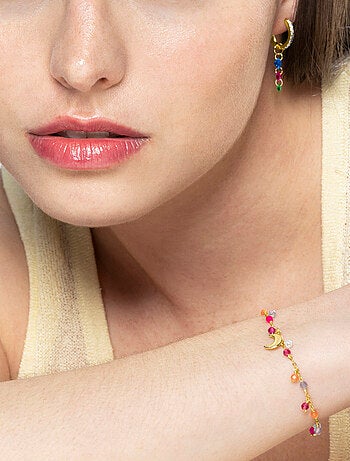 Bracelet Luxenter en argent 925 avec cristal multicolore et finition plaqué or jaune 18K - Tryx