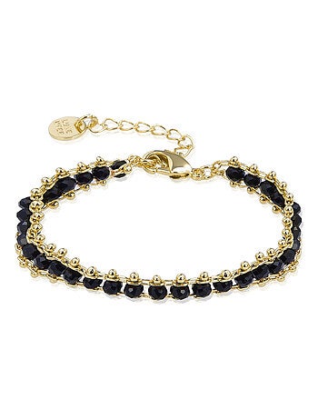 Bracelet Luxenter en argent 925 avec cristal noir et or jaune 18K - Lailai