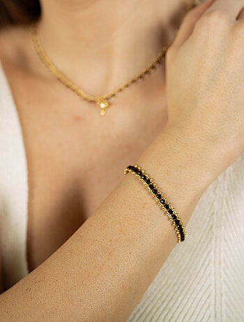 Bracelet Luxenter en argent 925 avec cristal noir et or jaune 18K - Lailai