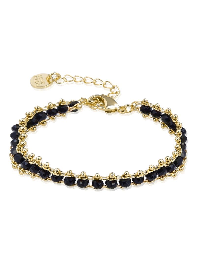 Bracelet Luxenter en argent 925 avec cristal noir et or jaune 18K - Lailai Noir - Kiabi