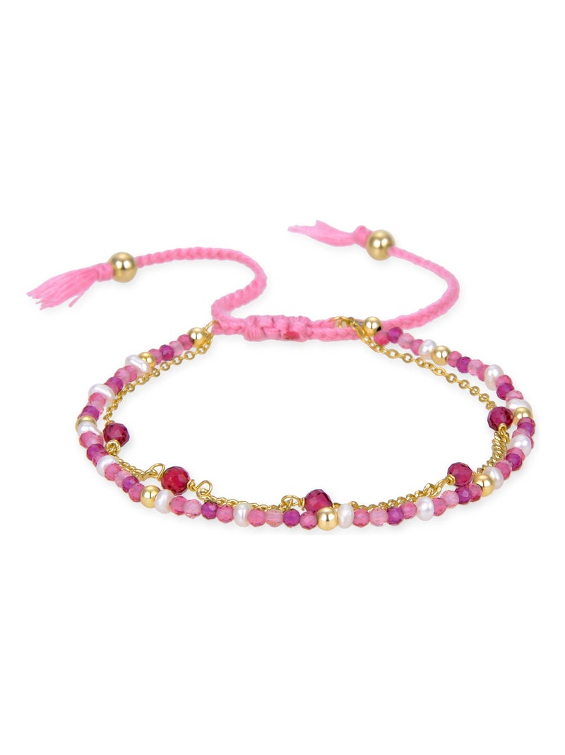 Bracelet Luxenter en argent 925 avec cristal rose et or jaune 18K - Raknis Rose - Kiabi