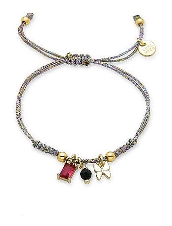 Bracelet Luxenter en argent 925 avec cristal vert et or jaune 18 carats - Papillon