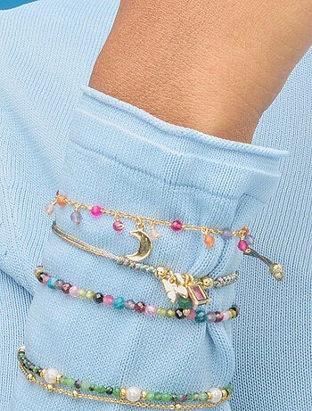 Bracelet Luxenter en argent 925 avec cristal vert et or jaune 18 carats - Papillon