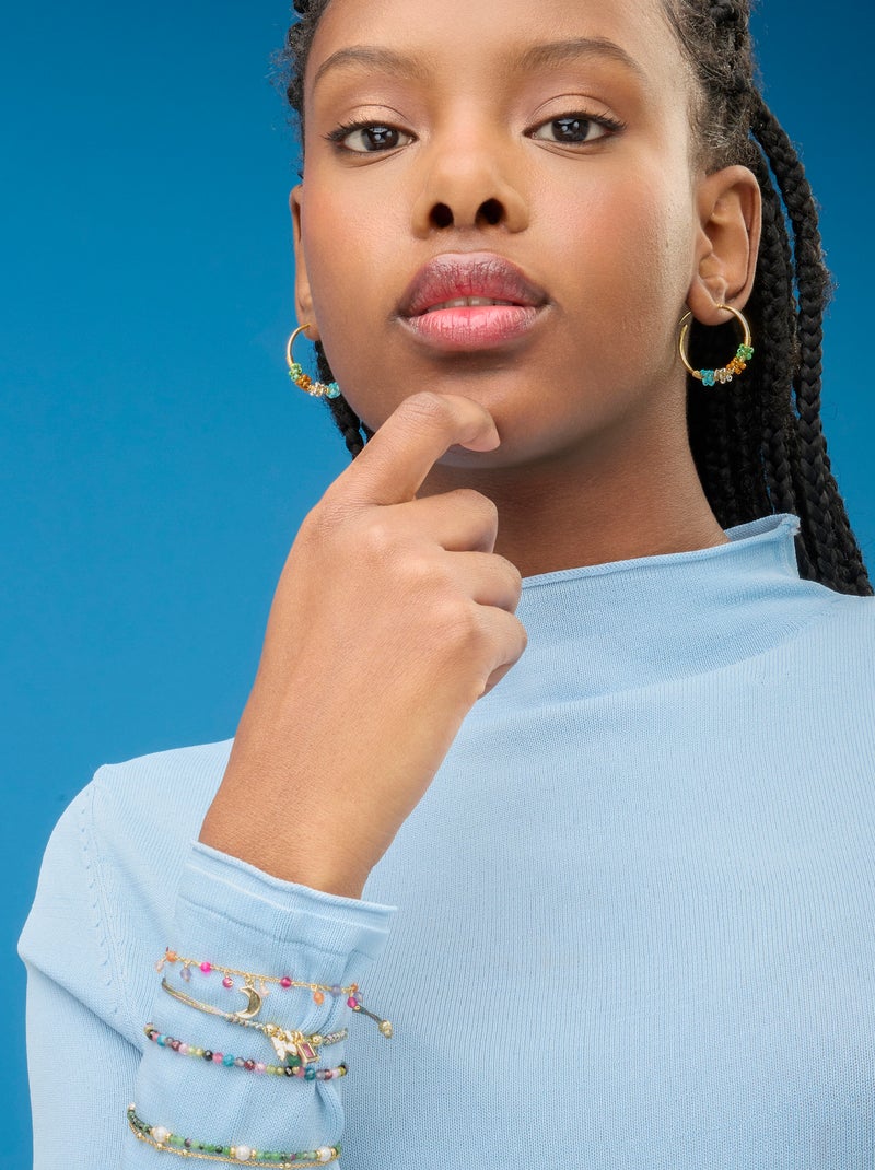 Bracelet Luxenter en argent 925 avec cristal vert et plaqué or 18k - Papillon Vert - Kiabi