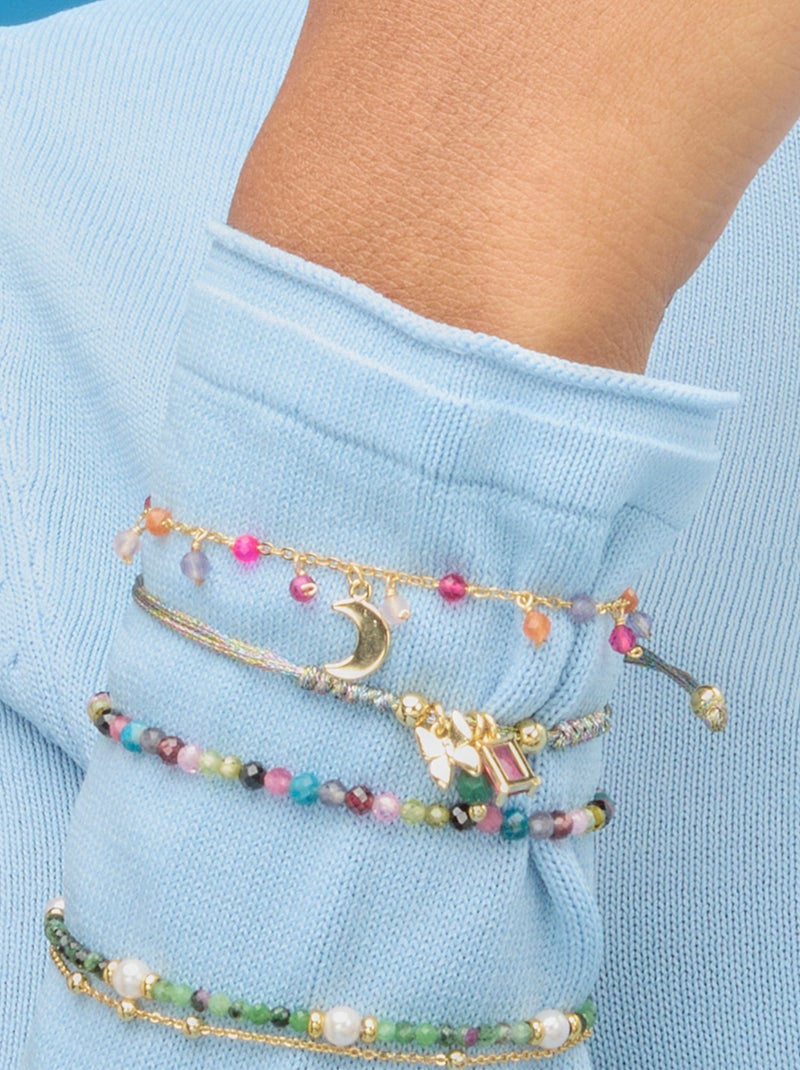 Bracelet Luxenter en argent 925 avec cristal vert et plaqué or 18k - Papillon Vert - Kiabi