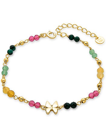 Bracelet Luxenter en argent 925 avec cristal vert et plaqué or 18k - Papillon