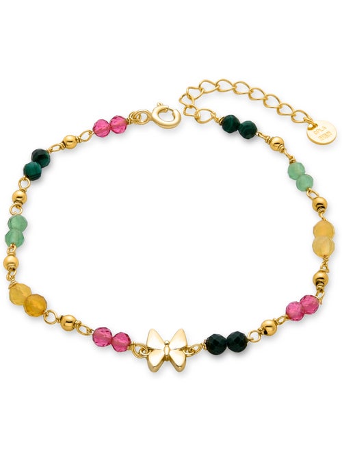 Bracelet Luxenter en argent 925 avec cristal vert et plaqué or 18k - Papillon - Kiabi