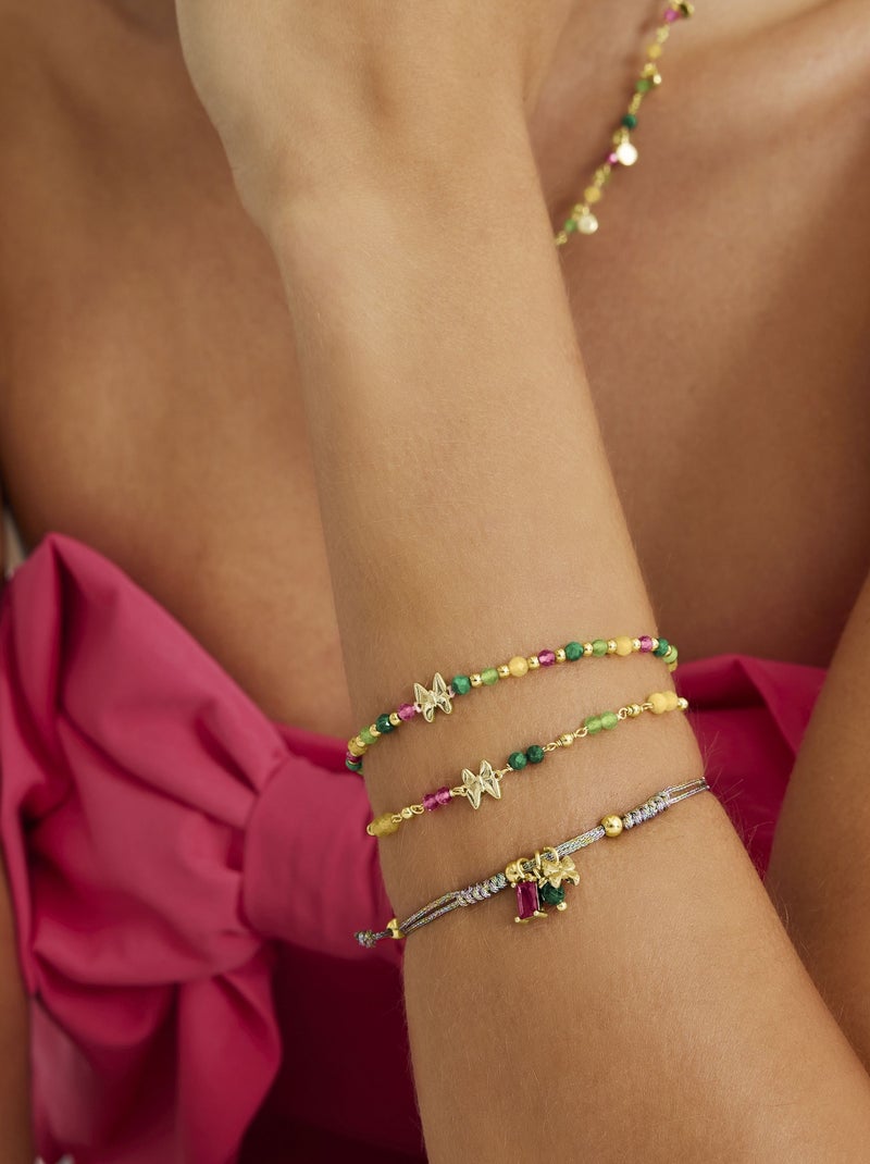 Bracelet Luxenter en argent 925 avec cristal vert et plaqué or 18k - Papillon Vert - Kiabi
