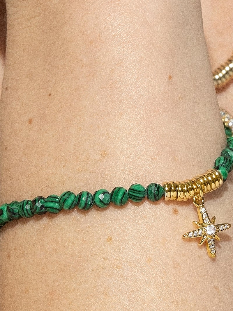 Bracelet Luxenter en argent 925 avec Malachite et plaqué or 18k - Locare Bleu - Kiabi