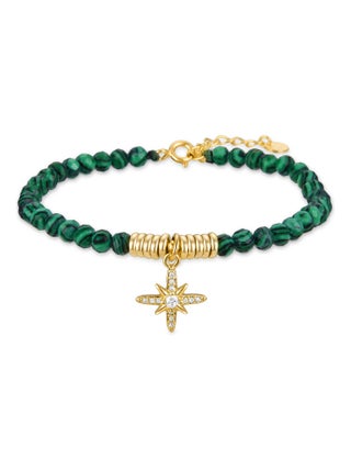 Bracelet Luxenter en argent 925 avec Malachite finie en or jaune 18K - Locare