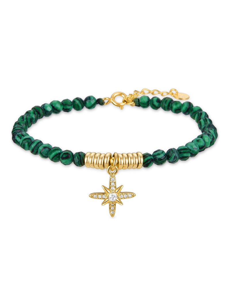 Bracelet Luxenter en argent 925 avec Malachite finie en or jaune 18K - Locare Bleu - Kiabi