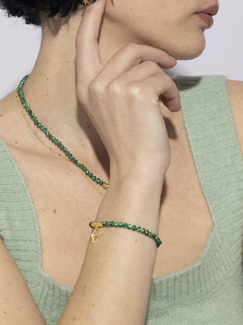 Bracelet Luxenter en argent 925 avec Malachite finie en or jaune 18K - Locare - Kiabi