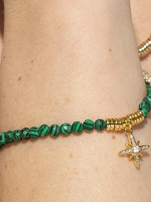Bracelet Luxenter en argent 925 avec Malachite finie en or jaune 18K - Locare - Kiabi